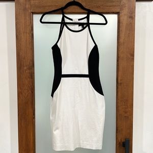 Banana Republic black and white fitted dress